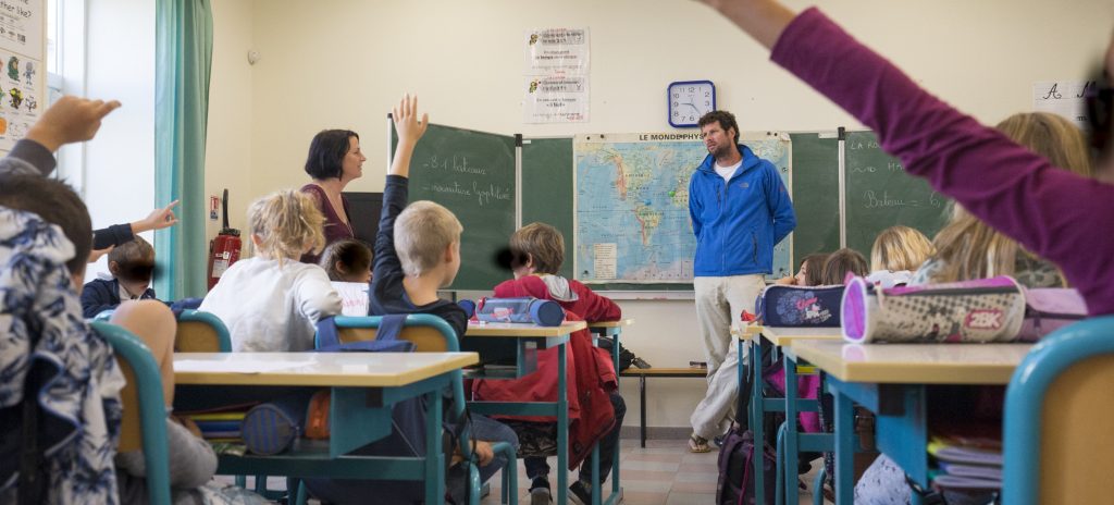 MINI TRANSAT LA BOULANGERE 2017:VISITE D'UNE ECOLE